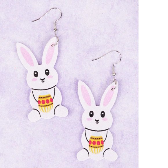 One Blessed Nana Jewelry - ❤️NWT  BOUTIQUE   HOPPING INTO EASTER SILVERTONE EARRINGS   FUN & UNIQUE